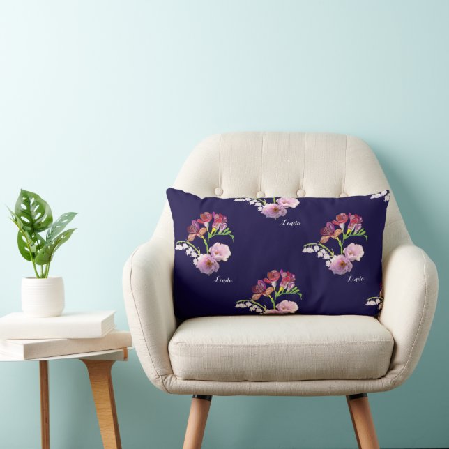 Blue Floral Mother's Day  Lumbar Cushion (Chair)