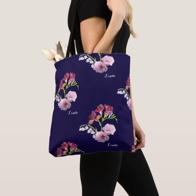 Blue Floral Mother's Day  Tote Bag (Close Up)