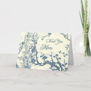 Blue Floral Mum Wedding Day Thank You Card