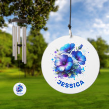 Blue Floral Name Monogram on white |
