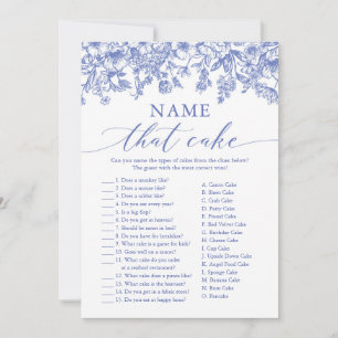 Blue Floral Name That Cake Bridal Shower Game Invitation