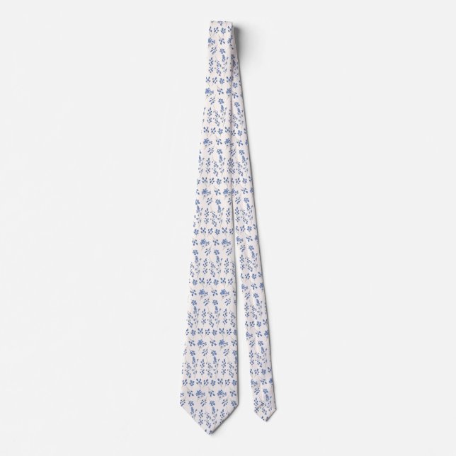 blue floral neck tie (Front)