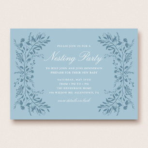 Blue Floral Nesting Party Invitation