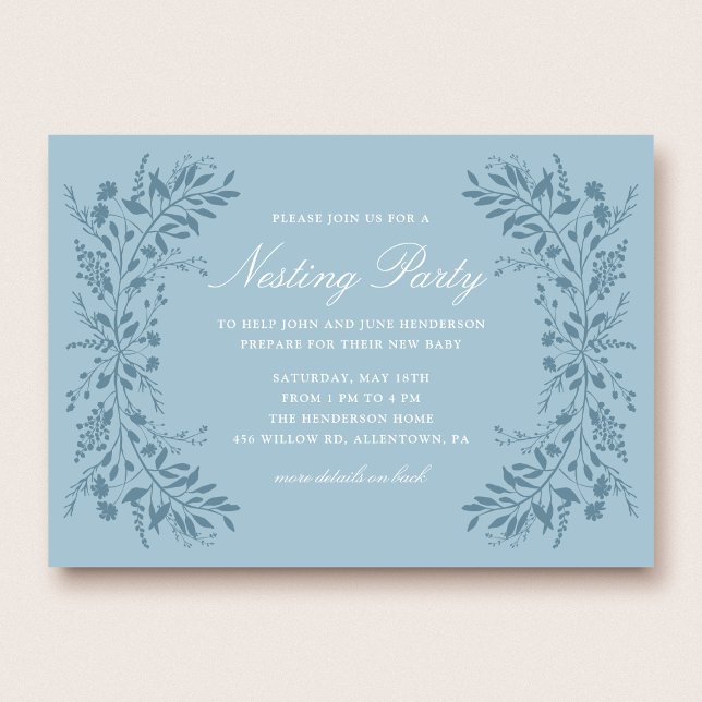 Blue Floral Nesting Party Invitation (Creator Uploaded)