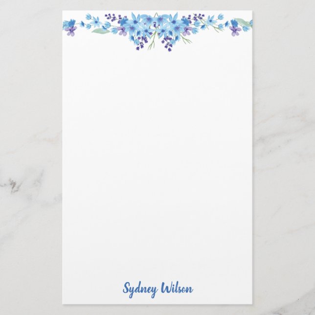 Blue floral note paper (Front)