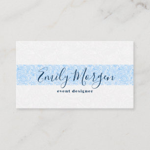 Blue floral paisley stripe on white background business card