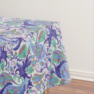 Blue Floral Paisley Tablecloth