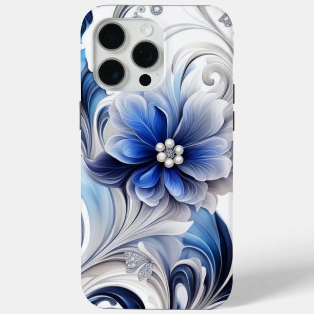 Blue Floral Pastel Soft Design Case-Mate iPhone Case (Back)