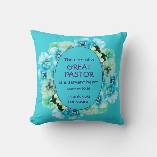 Blue Floral Pastor Appreciation Cushion (Front)