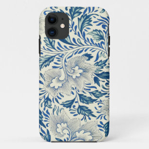 Blue Floral Pattern Antique Asian Design iPhone 11 Case