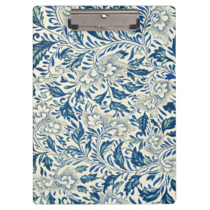 Blue Floral Pattern Antique Asian Design Clipboard