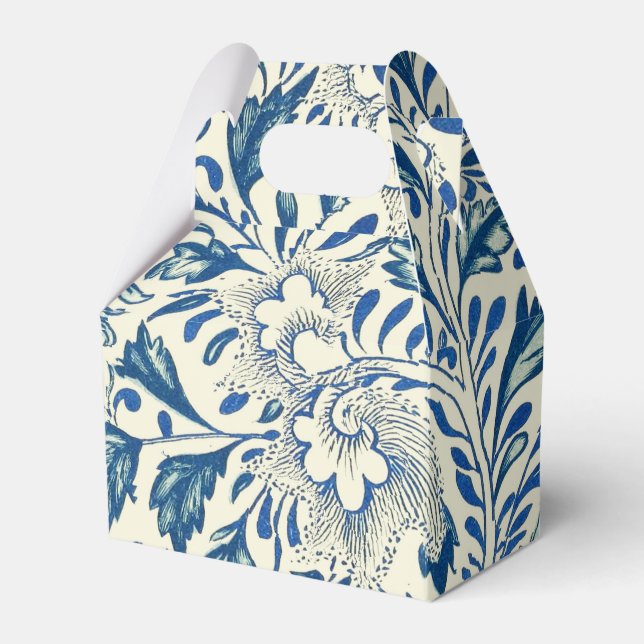 Blue Floral Pattern Antique Asian Design Favour Box (Front Side)