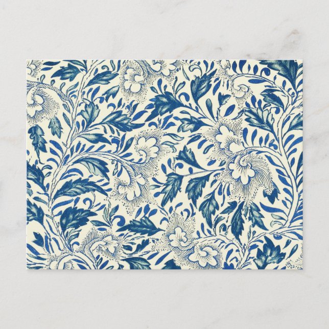 Blue Floral Pattern Antique Asian Design Postcard (Front)