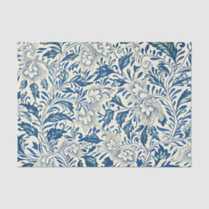 Blue Floral Pattern Antique Asian Design Tissue Paper
