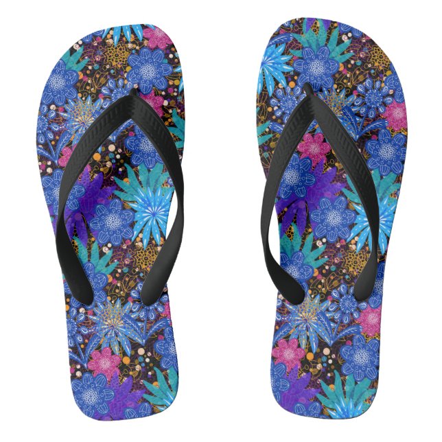 Blue Floral Pattern | Beautiful Thongs (Footbed)