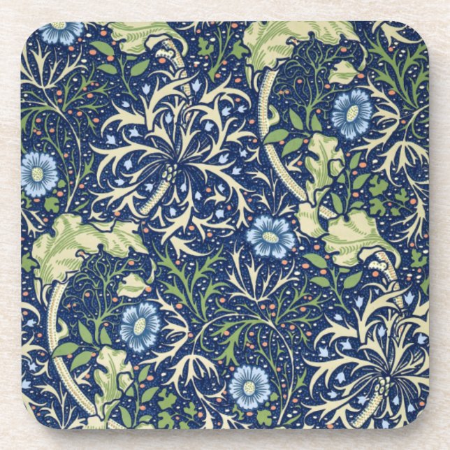 Blue Floral Pattern Coaster (Front)