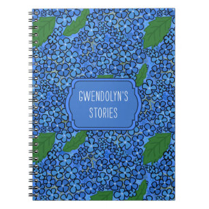 Blue Floral Pattern Custom Student Notebook