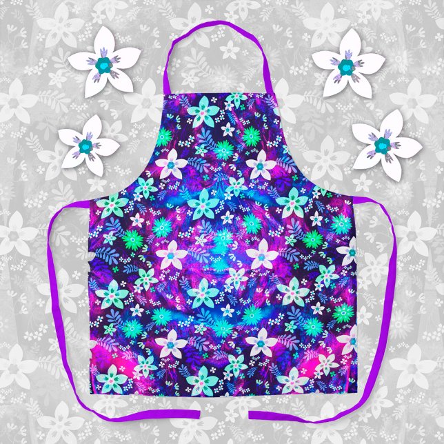 Blue Floral Pattern - Edelweiss Flower Geometric Apron (Creator Uploaded)
