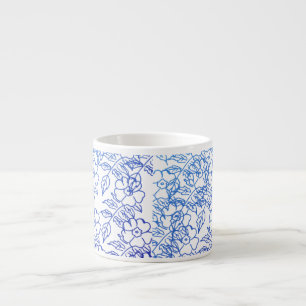 Blue Floral Pattern Espresso Cup