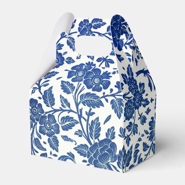 Blue Floral Pattern Favour Box (Front Side)
