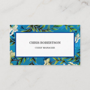 Blue Floral Pattern Flower Garden Business Card