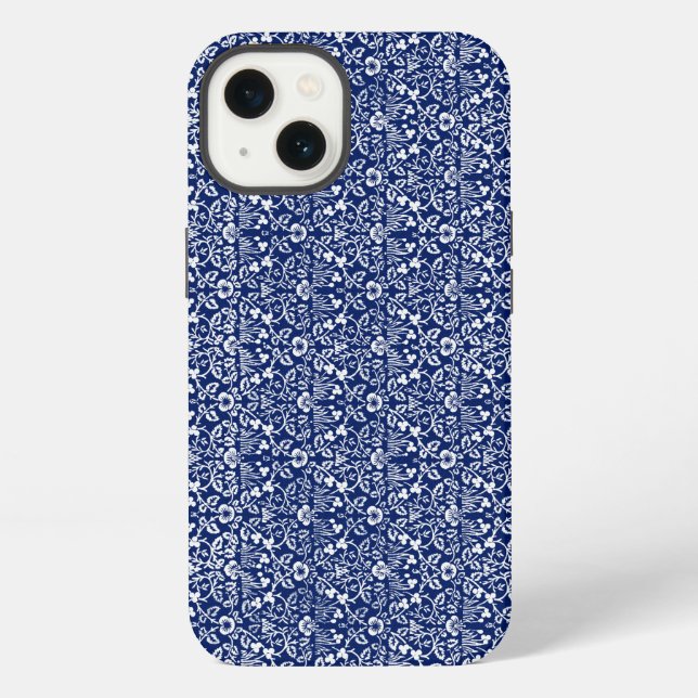 Blue Floral Pattern iPhone Case (Back)