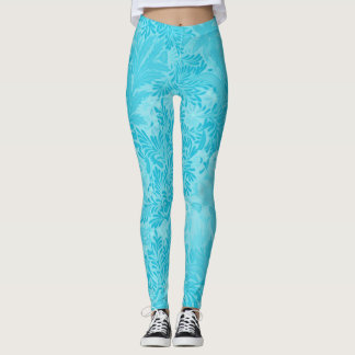 Blue Floral Pattern Leggings