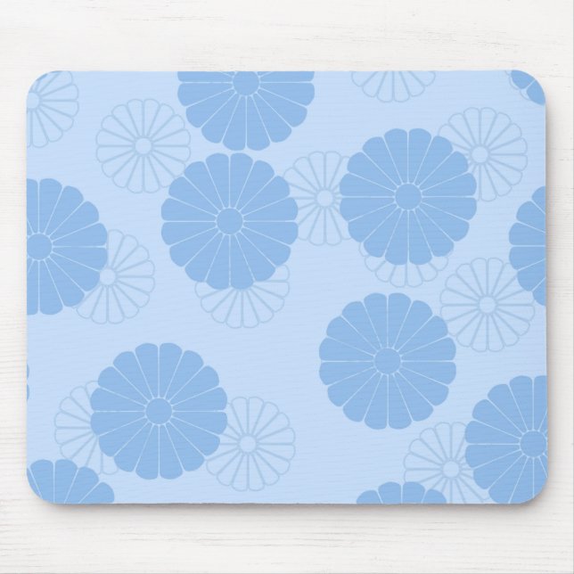 Blue Floral Pattern Mouse Pad (Front)