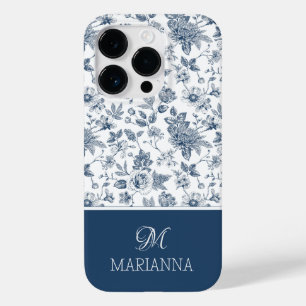 Blue Floral Pattern & Name Personalised  Case-Mate iPhone 14 Pro Case