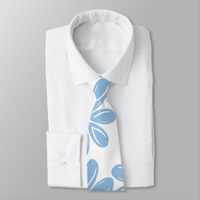 Blue Floral Pattern - Neck Tie (Tied)