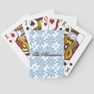 Blue Floral Pattern - Personalised Playing Cards