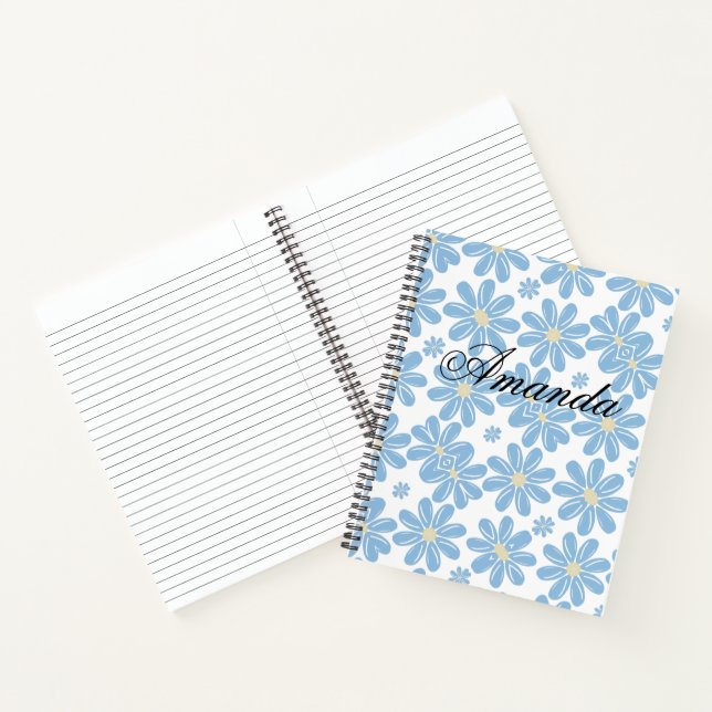 Blue Floral Pattern - Personalised Spiral Notebook (Inside)