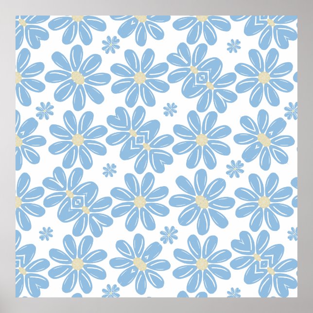 Blue Floral Pattern - Poster (Front)