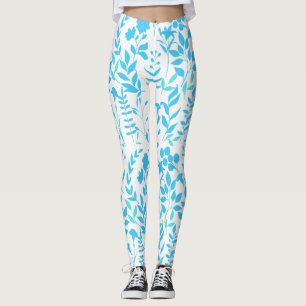 Blue Floral pattern.ST01 No BG Leggings