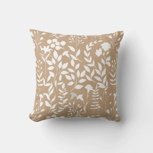Blue Floral pattern.ST02. white L Orange BG Cushion