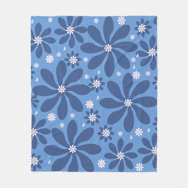 Blue Floral Pattern – Stylish  Acces Fleece Blanket (Front)