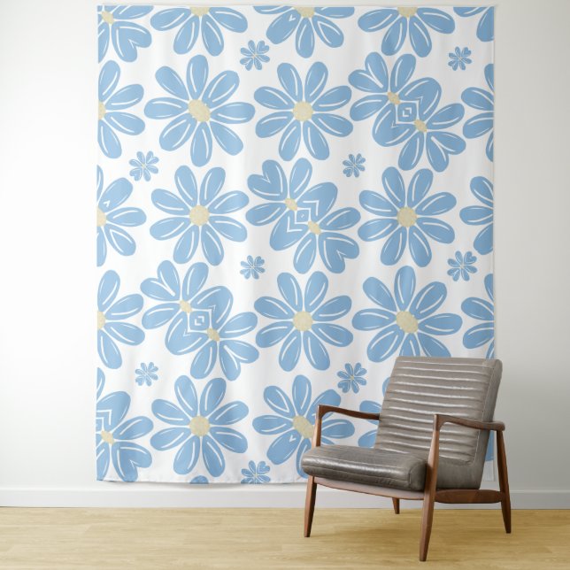 Blue Floral Pattern - Tapestry (In Situ)
