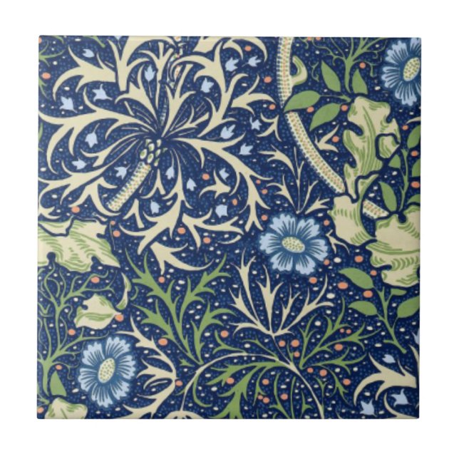 Blue Floral Pattern Tile (Front)
