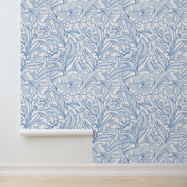 Blue floral pattern wallpaper  (Application)