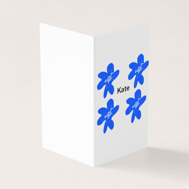 Blue floral pattern watercolor add name text (Outside)