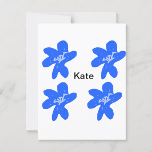 Blue floral pattern watercolor add name text postcard
