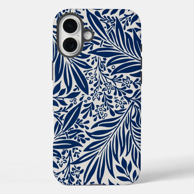 blue floral pattern with diverse leaves & blossoms Case-Mate iPhone case (Back)