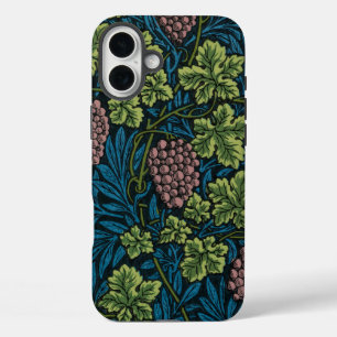 blue floral pattern with diverse leaves & blossoms iPhone 16 plus case