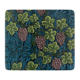 blue floral pattern with diverse leaves & blossoms cutting board