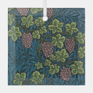 blue floral pattern with diverse leaves & blossoms glass tree decoration