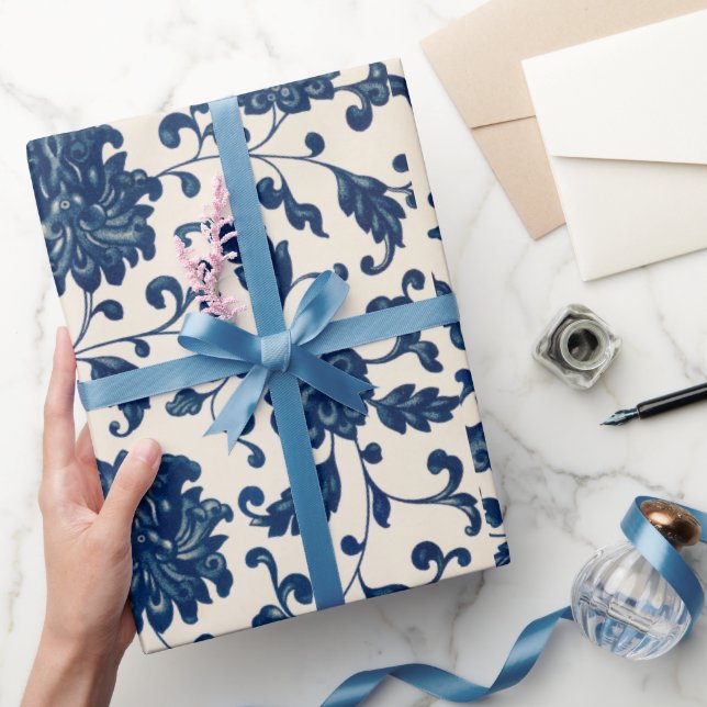 Blue floral pattern  Wrapping Paper (Gifting)