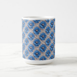 Blue Floral Pearl Pattern Coffee Mug