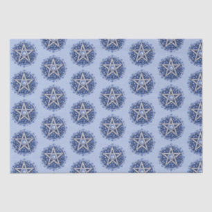 Blue Floral Pentagram Witch Blue Halloween Tissue Paper