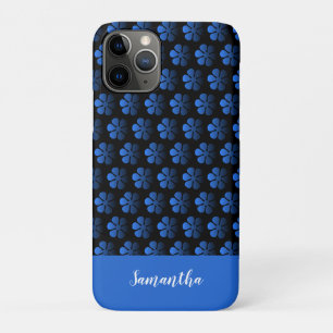 Blue Floral Personalised iPhone 11 Pro Case