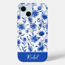 Blue Floral Personalised iPhone case
